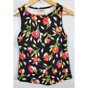 Lands' End Womens Floral Swim Tankini Top Size 8 Petite Modest